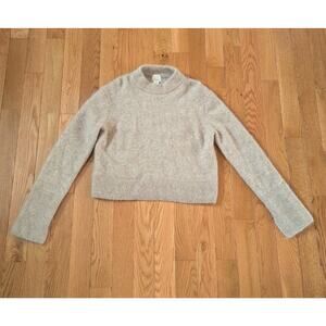 Women's Mohair Wool Blend Tan Mock Neck Knit Sweater Medium